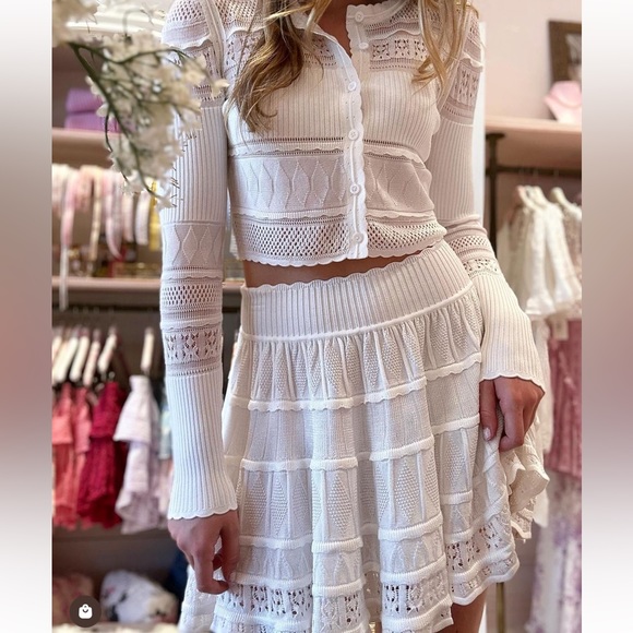 LoveShackFancy Dresses & Skirts - Loveshackfancy‎ white skirt and matching cardigan
